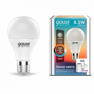 Лампа Светодиодная Gauss Smart Home DIM+CCT E27 A60 8.5 Вт