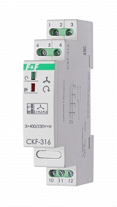 Реле контроля фаз CKF-316 Асимметрия 55В, контроль нижнего значения напряжения, 1 модуль, монтаж на DIN-рейке