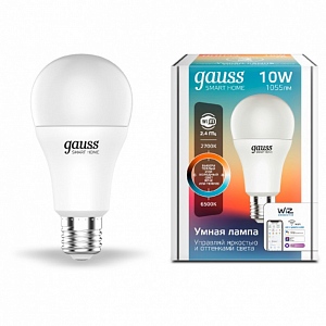 Лампа Светодиодная Gauss Smart Home DIM+CCT E27 A60 10 Вт